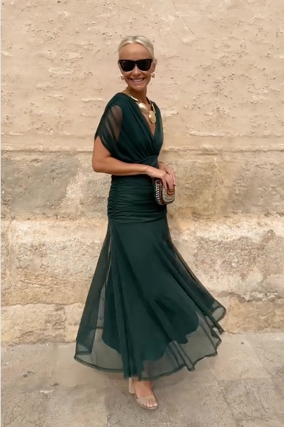 V-neck fantasy maxi dress for women | Elowen -11