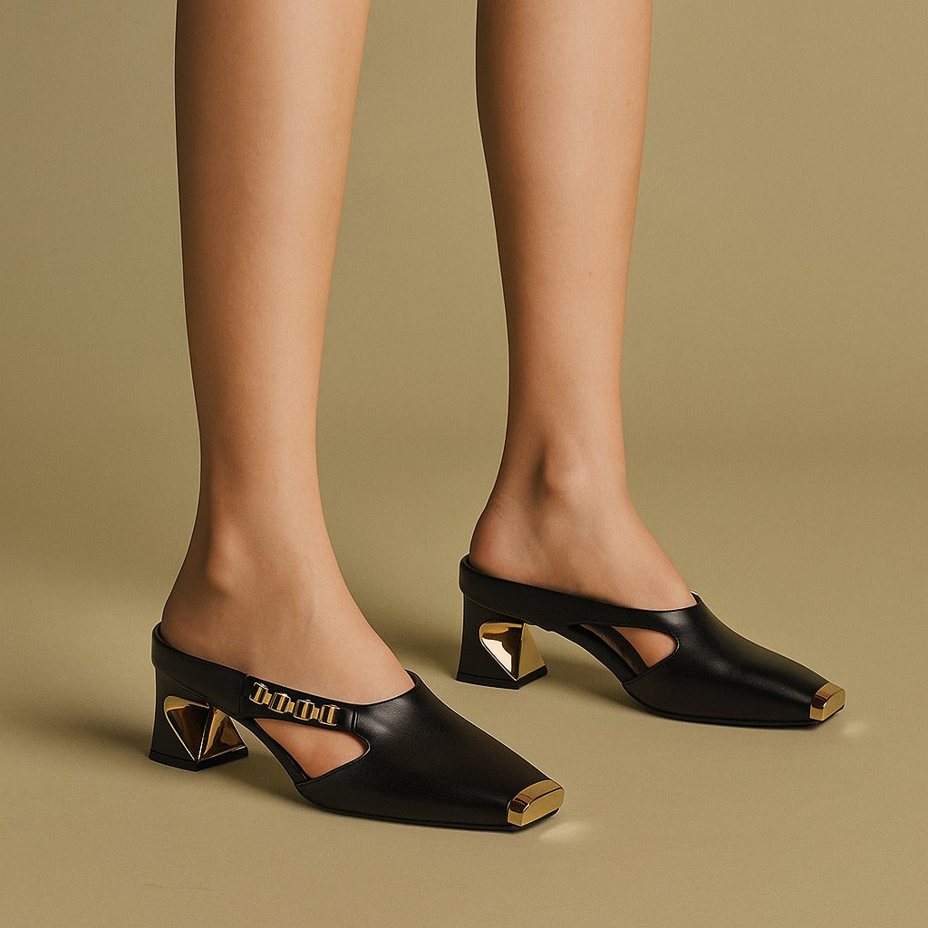 Heels elegant metallic for women | Clara -2