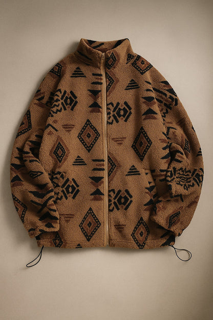 Southwestern patterned full-zip fleece jacket for men | Talmor -4