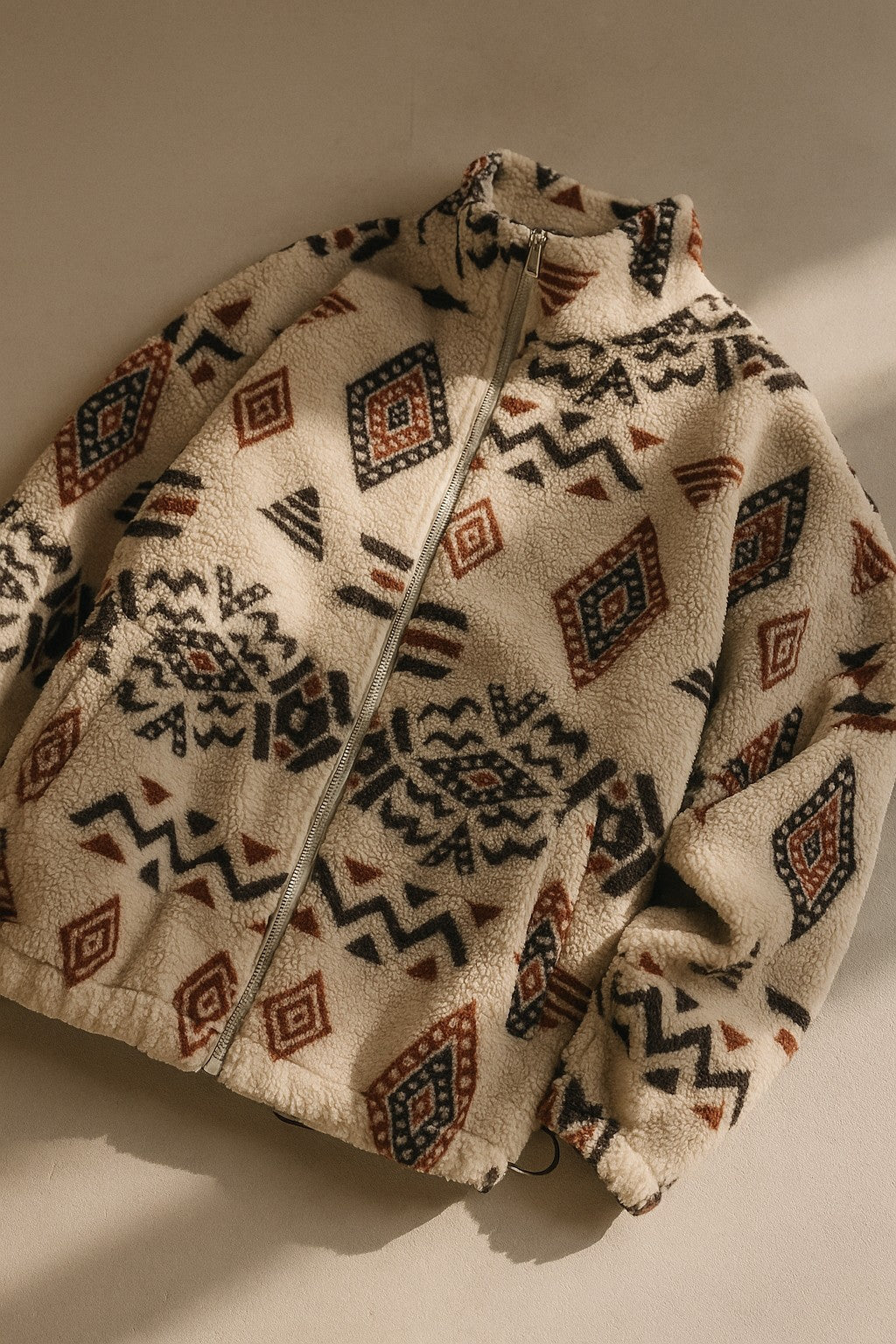 Southwestern patterned full-zip fleece jacket for men | Talmor -2