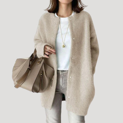 Long knit cardigan with relaxed silhouette for women | Arlette