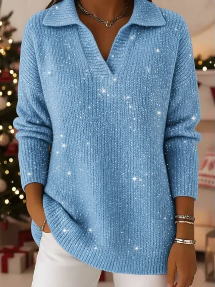 Classic polo-neck everyday knit sweater for women | Léonie -5