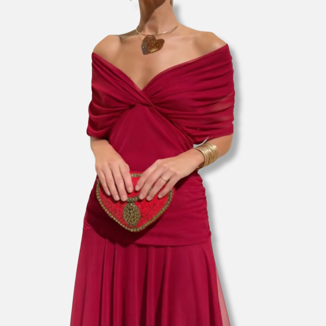 Elegeant V-neck maxi dress for women | Amara -15