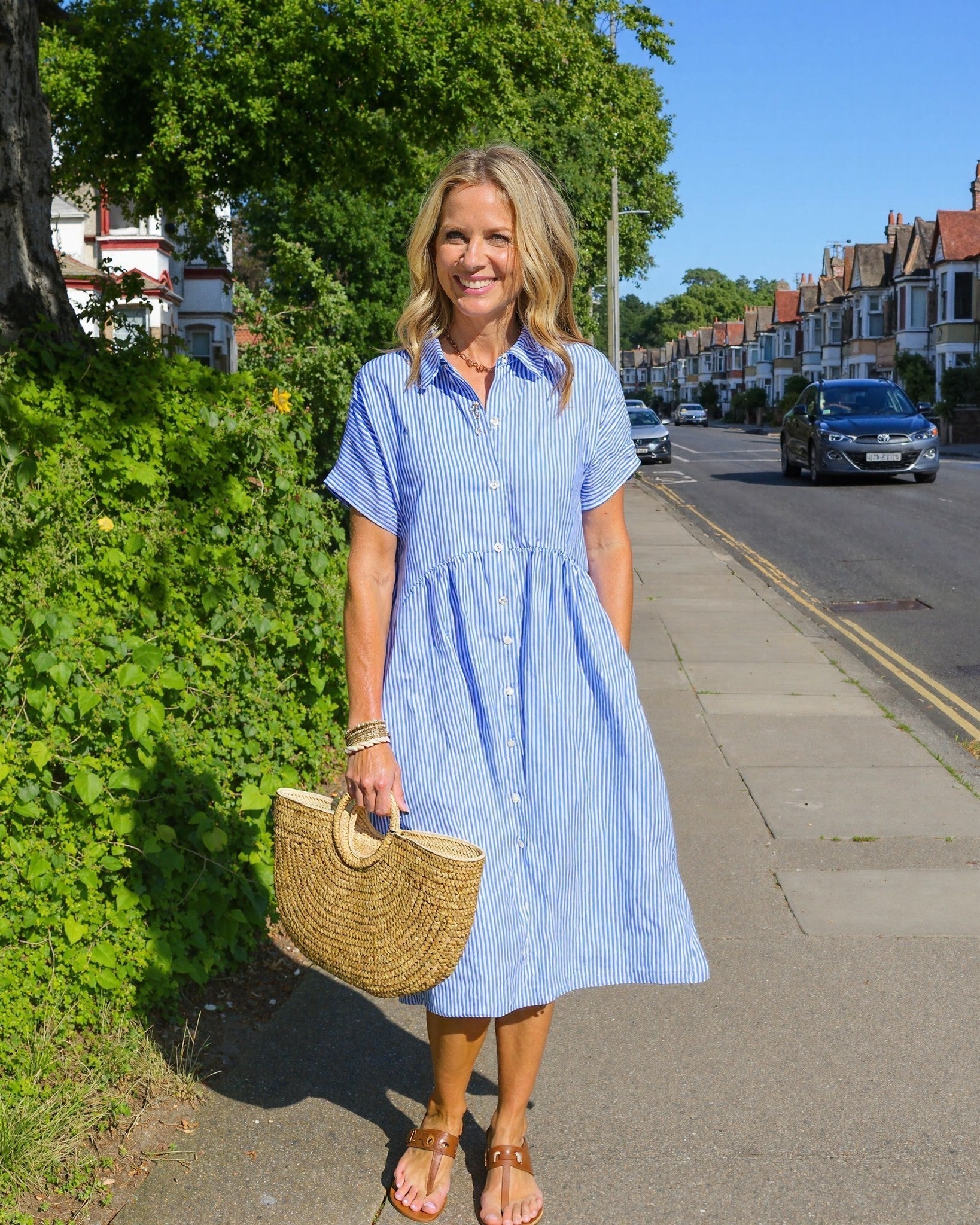 Coastal charm button dress for women -2