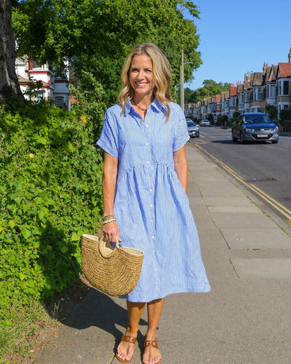 Coastal charm button dress for women -2