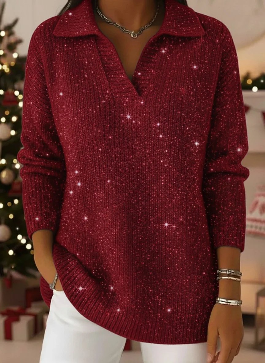 Classic polo-neck everyday knit sweater for women | Léonie -1