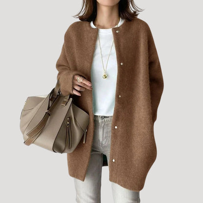 Long knit cardigan with relaxed silhouette for women | Arlette