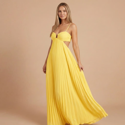 Elegant pleated halter maxi for women | Lavinia -3
