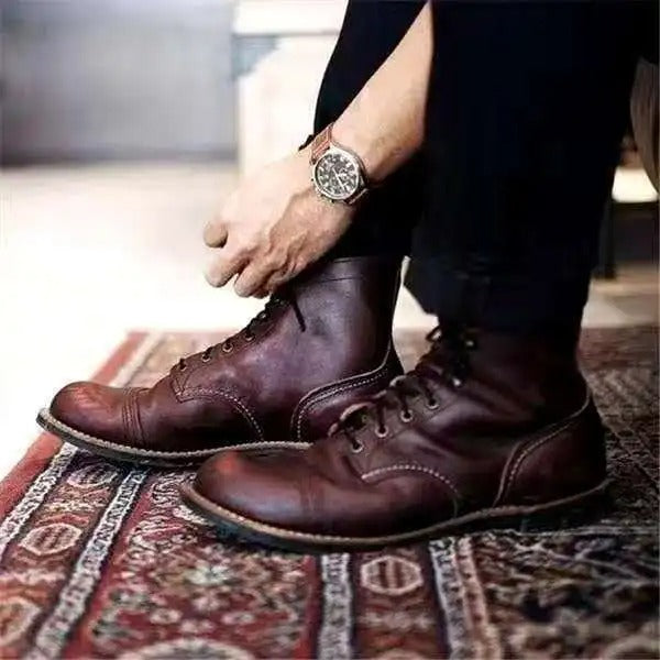 Classic rugged boots with timeless silhouette for men | Caleb