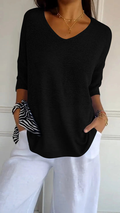 Casual V-neck relaxed everyday top for women | Lauren -12