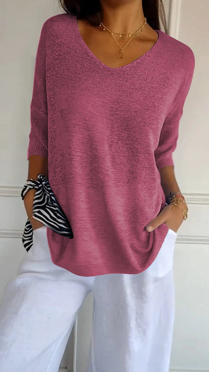Casual V-neck relaxed everyday top for women | Lauren -9