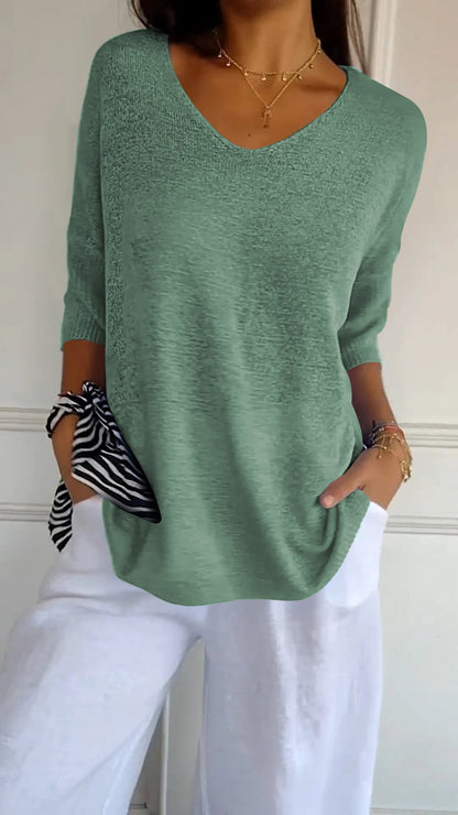 Casual V-neck relaxed everyday top for women | Lauren -10