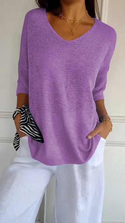 Classic timeless V-neck everyday top for women | Jill -11