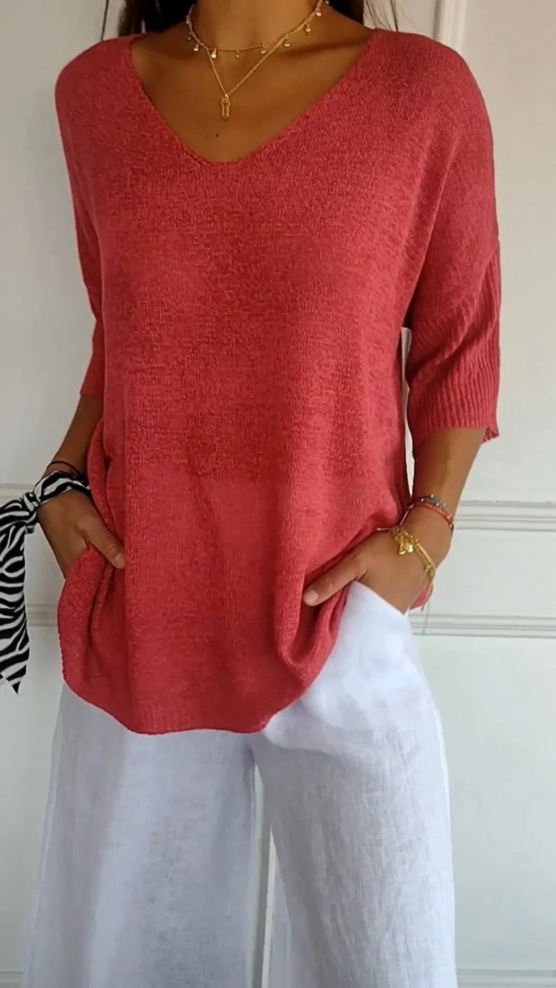Classic timeless V-neck everyday top for women | Jill -1