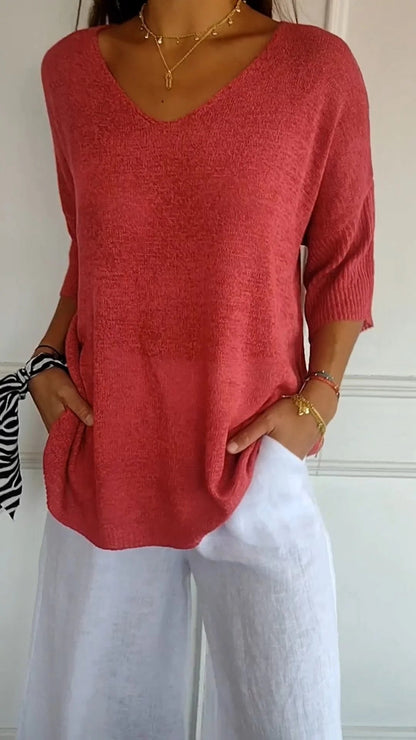 Classic timeless V-neck everyday top for women | Jill -1