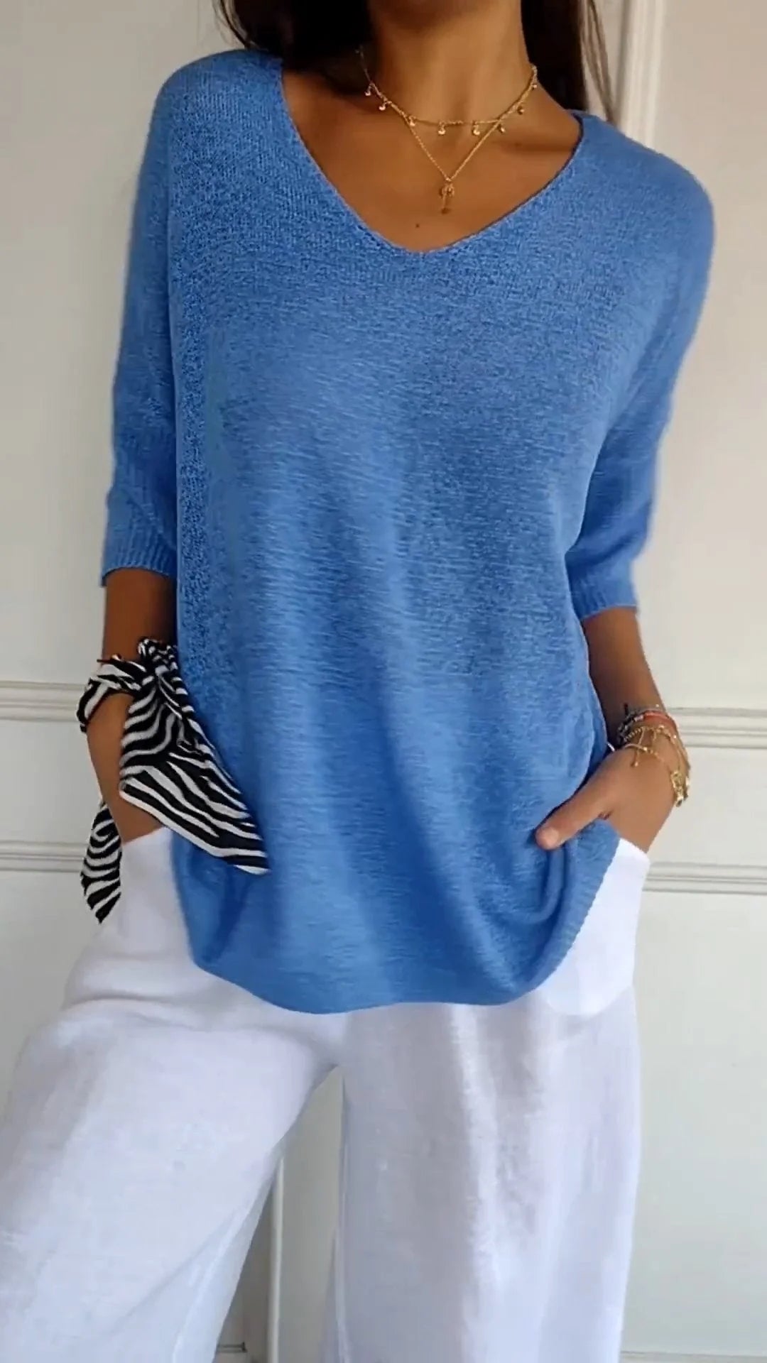 Classic timeless V-neck everyday top for women | Jill -5