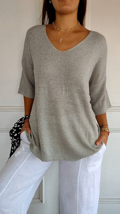 Classic timeless V-neck everyday top for women | Jill -9