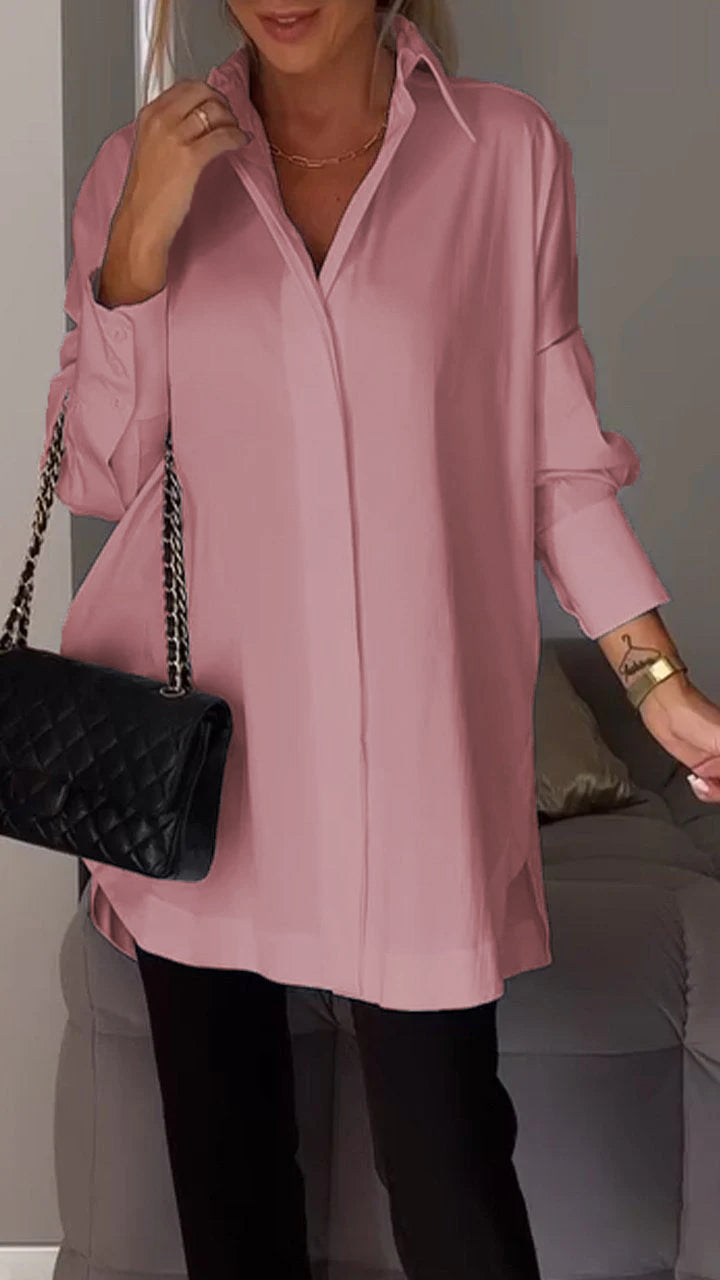 Sophisticated lapel shirt blouse for women | Amy -6