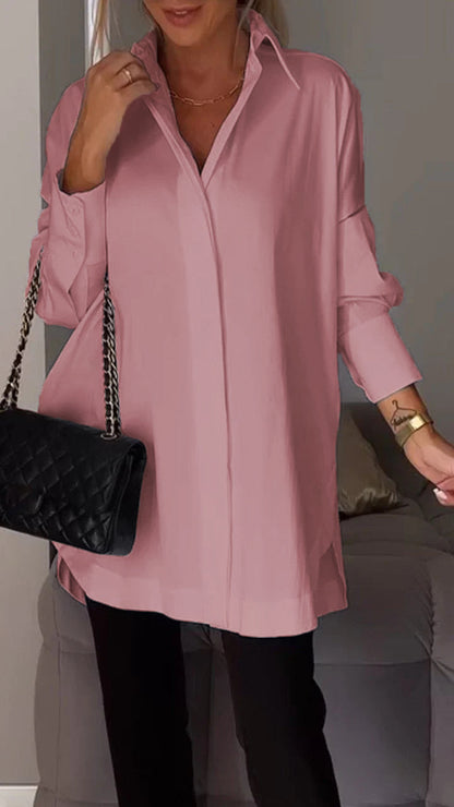 Sophisticated lapel shirt blouse for women | Amy -6