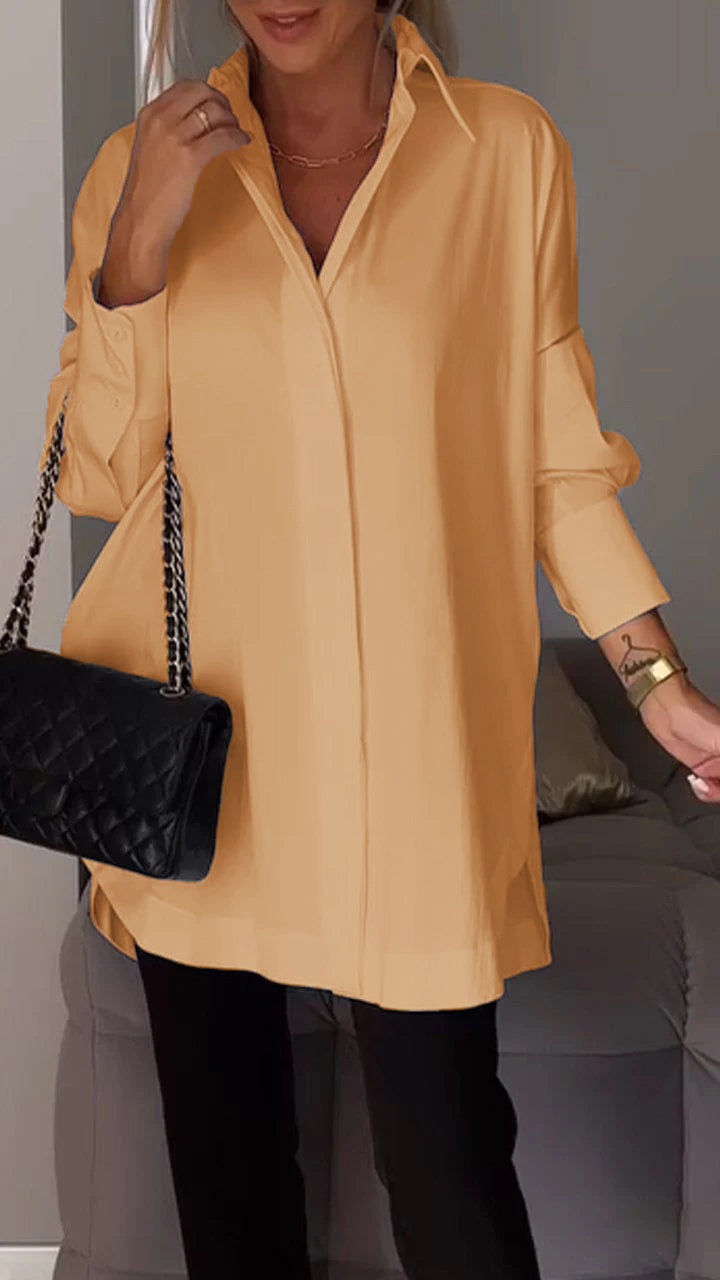 Sophisticated lapel shirt blouse for women | Amy -7