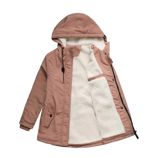 Thick hooded quilted-lining winter coat for women | Amina -1