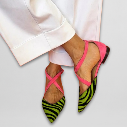 Strappy ballerina flats with pointed silhouette for women | Fern