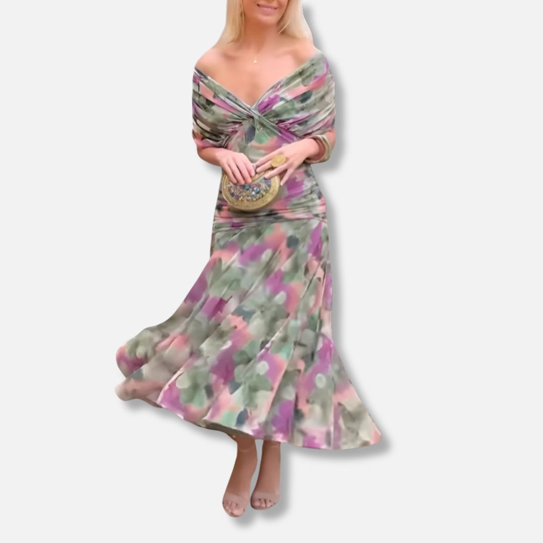 Elegeant V-neck maxi dress for women | Amara -17