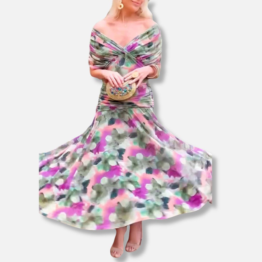 Elegeant V-neck maxi dress for women | Amara -18