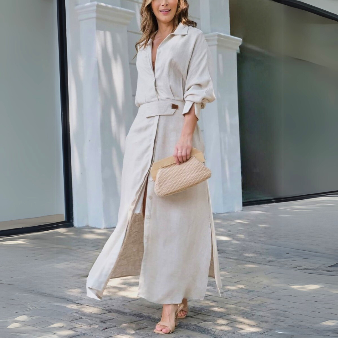 Elegant summer V-neck maxi dress for women | Jeanette -1