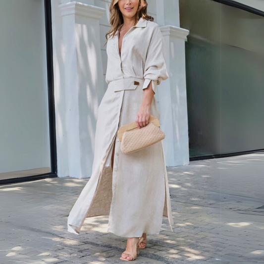 Elegant summer V-neck maxi dress for women | Jeanette -1