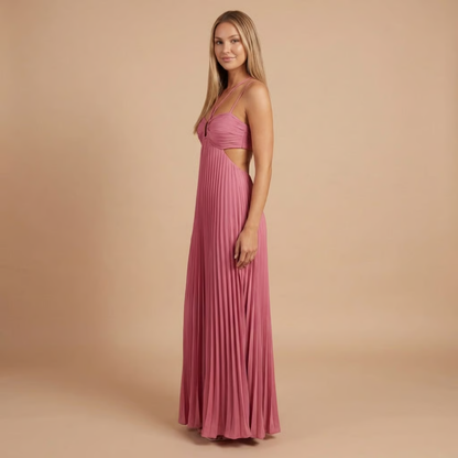 Elegant pleated halter maxi for women | Lavinia -6