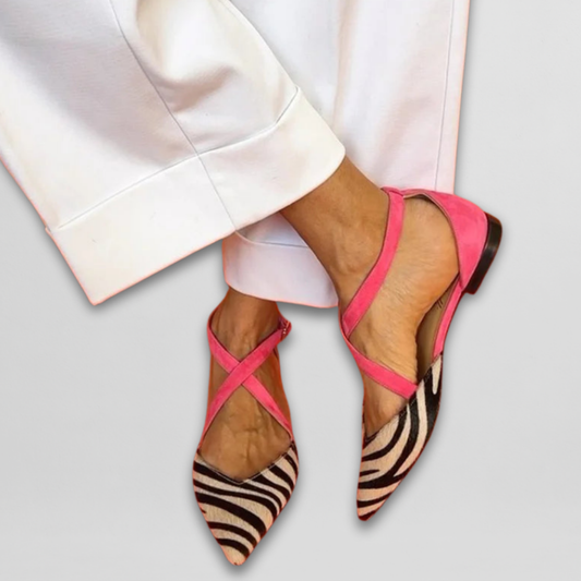 Strappy ballerina flats with pointed silhouette for women | Fern