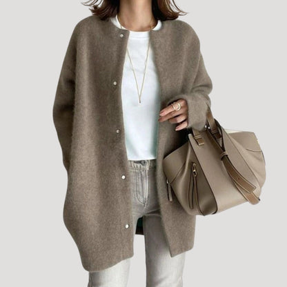 Long knit cardigan with relaxed silhouette for women | Arlette