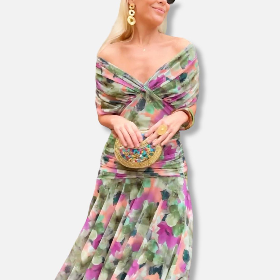 Elegeant V-neck maxi dress for women | Amara -19