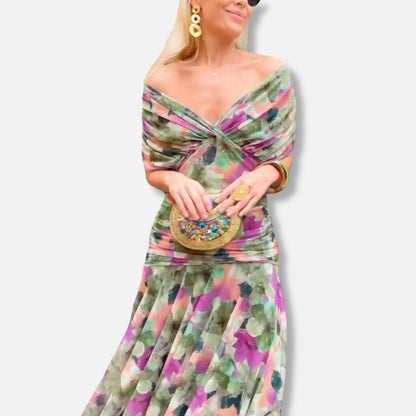 Elegeant V-neck maxi dress for women | Amara -19