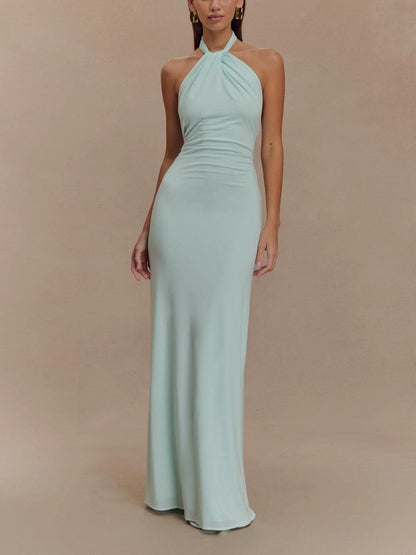 Halter slinky maxi dress for women | Amara -1