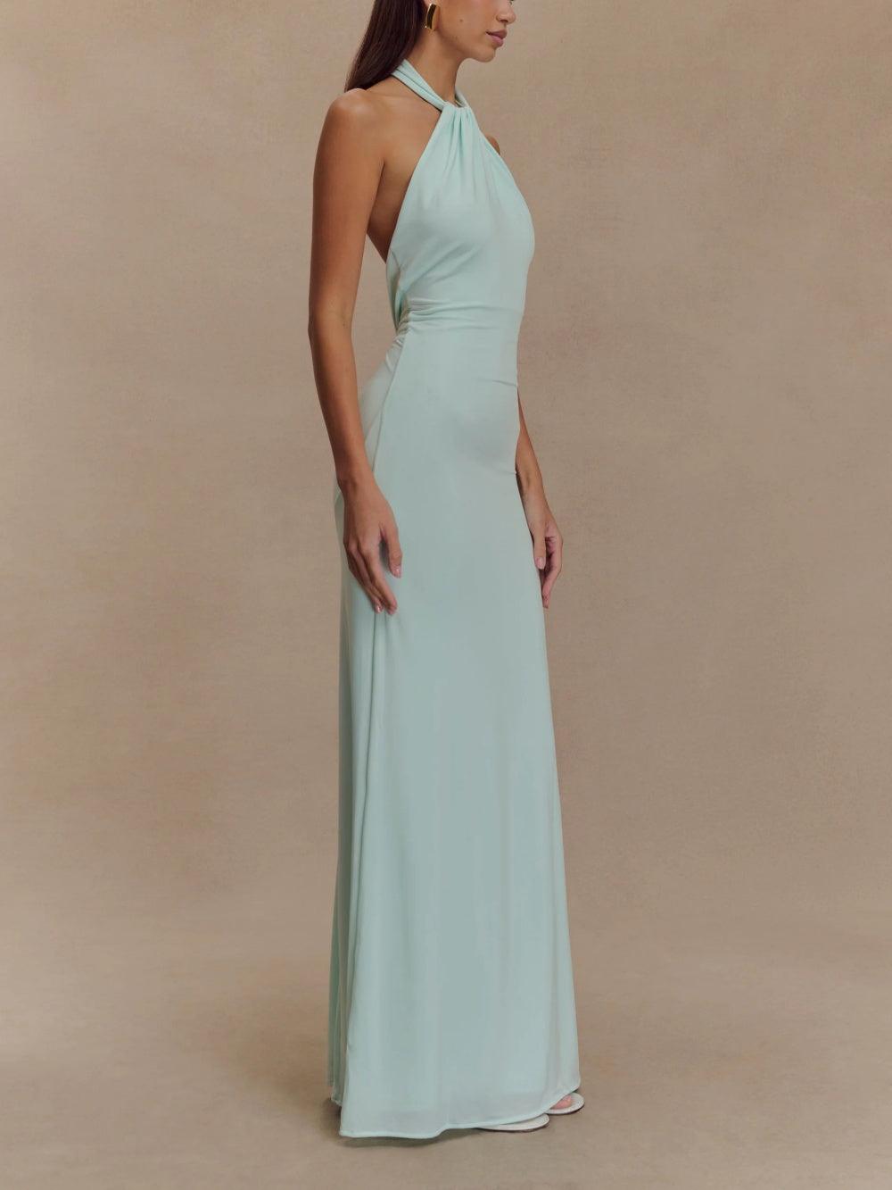 Halter slinky maxi dress for women | Amara -3