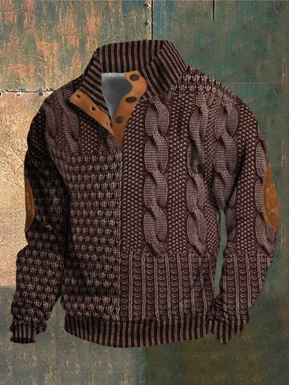 Knitted jumper with elbow-patch detail for men | Finn