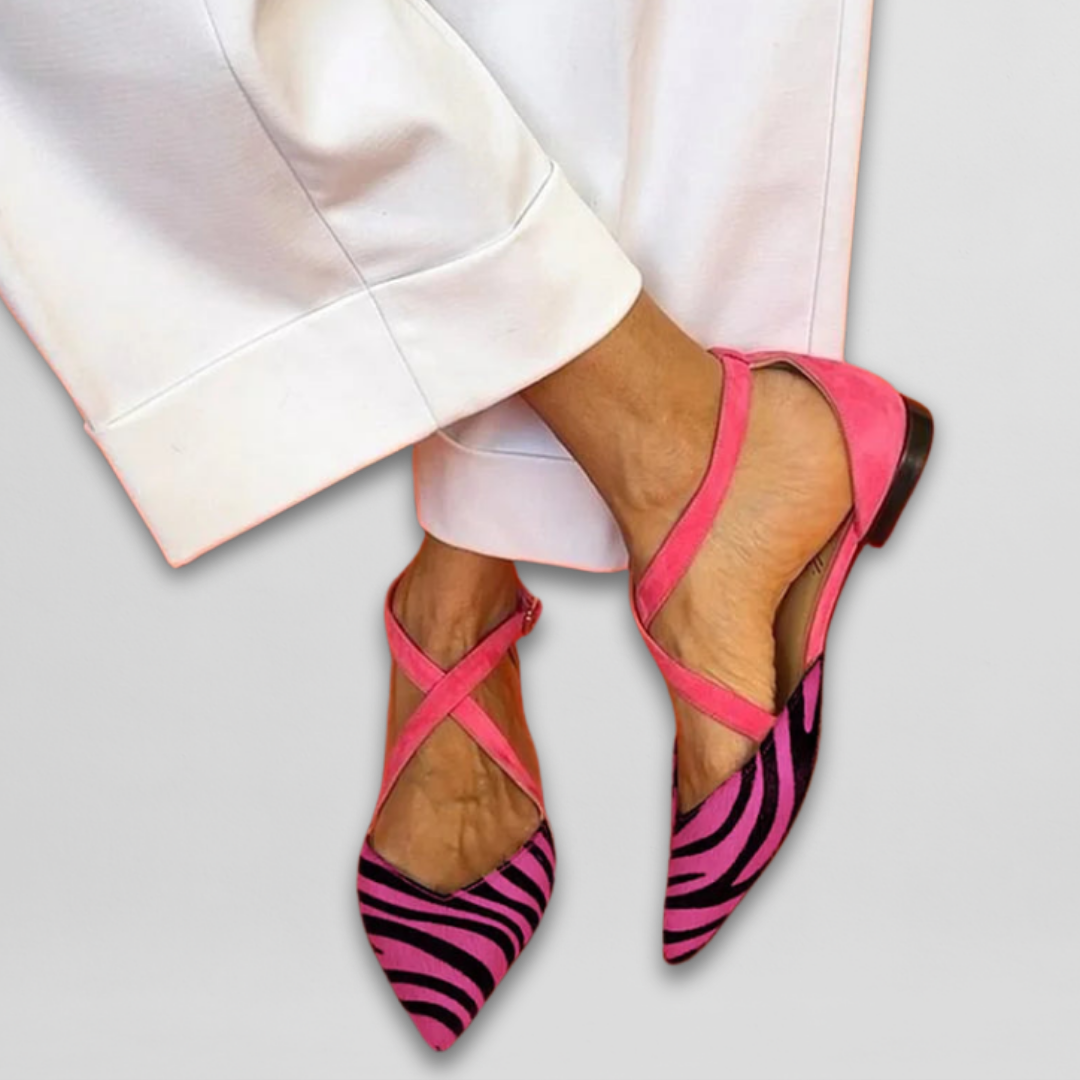 Strappy ballerina flats with pointed silhouette for women | Fern