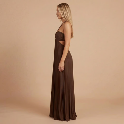 Elegant pleated halter maxi for women | Lavinia -8