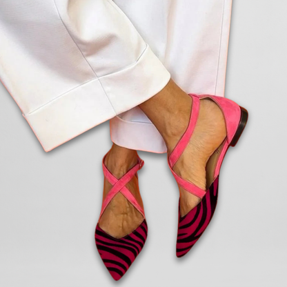 Strappy ballerina flats with pointed silhouette for women | Fern