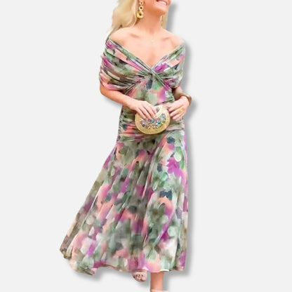 Elegeant V-neck maxi dress for women | Amara -21