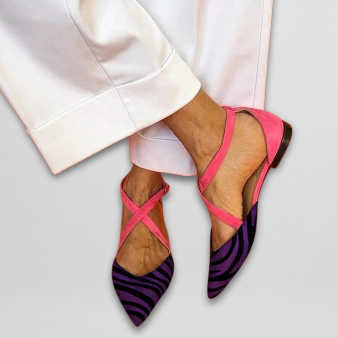 Strappy ballerina flats with pointed silhouette for women | Fern