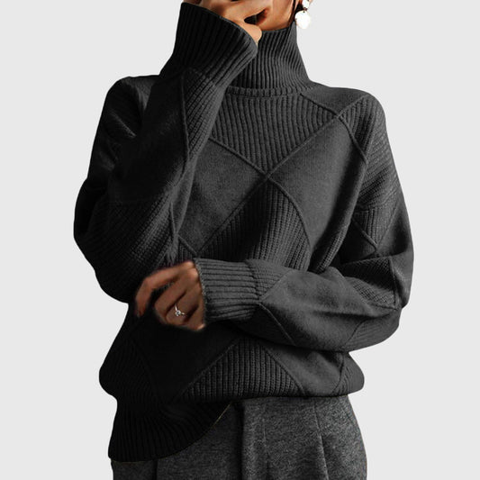 Geometric turtleneck elegant jumper for women | Seraphina -1