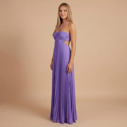 Elegant pleated halter maxi for women | Lavinia -9