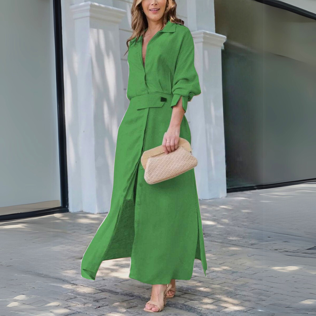Elegant summer V-neck maxi dress for women | Jeanette -5