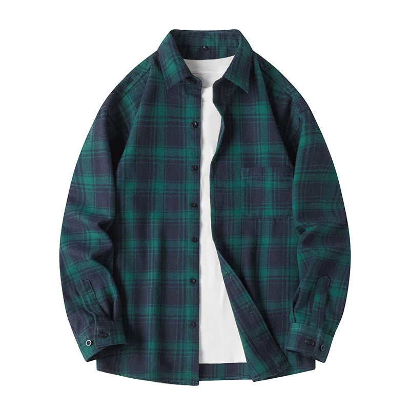 Classic plaid button-front flannel shirt for men | Thatcher -8