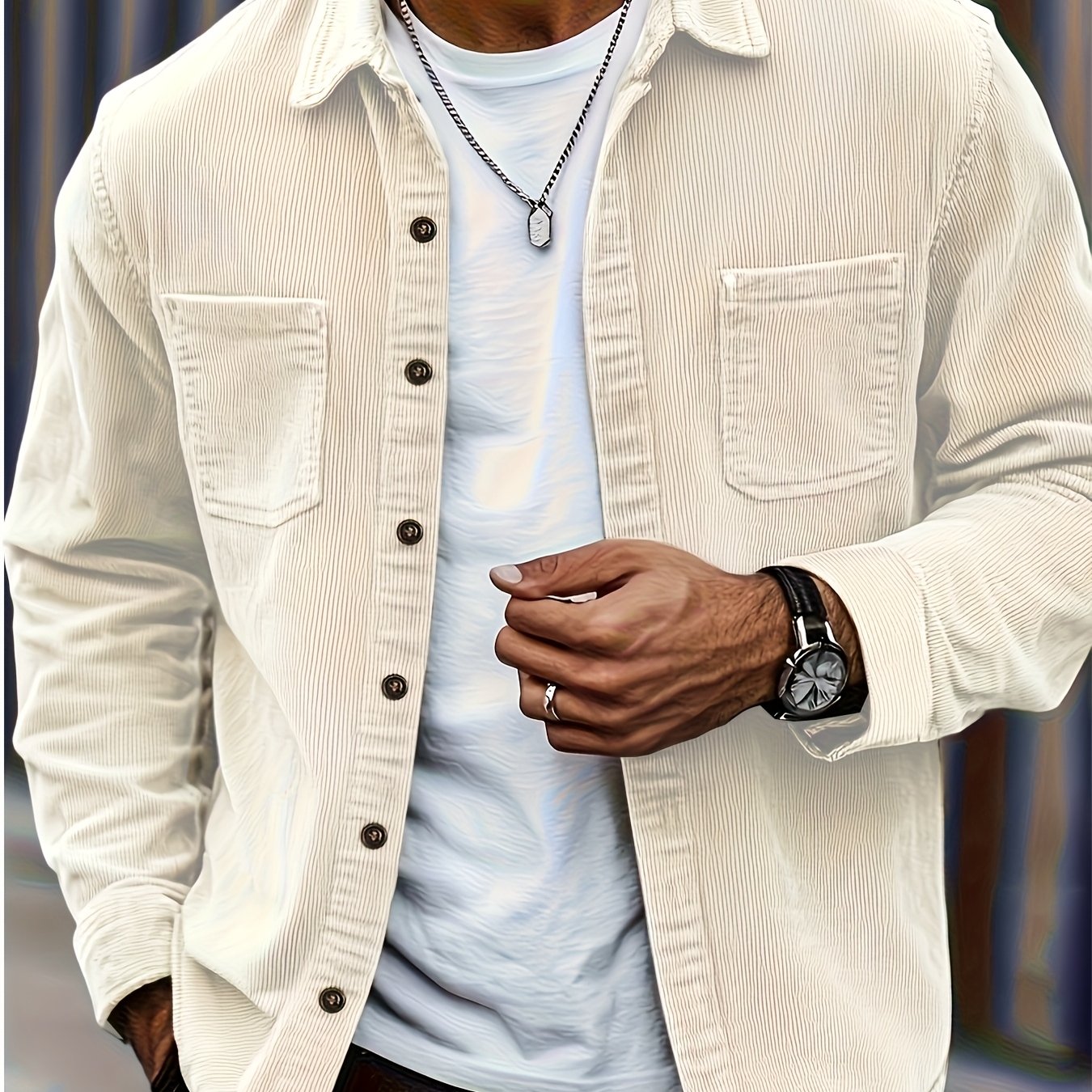 Classic textured cord everyday overshirt for men | Ellison -18