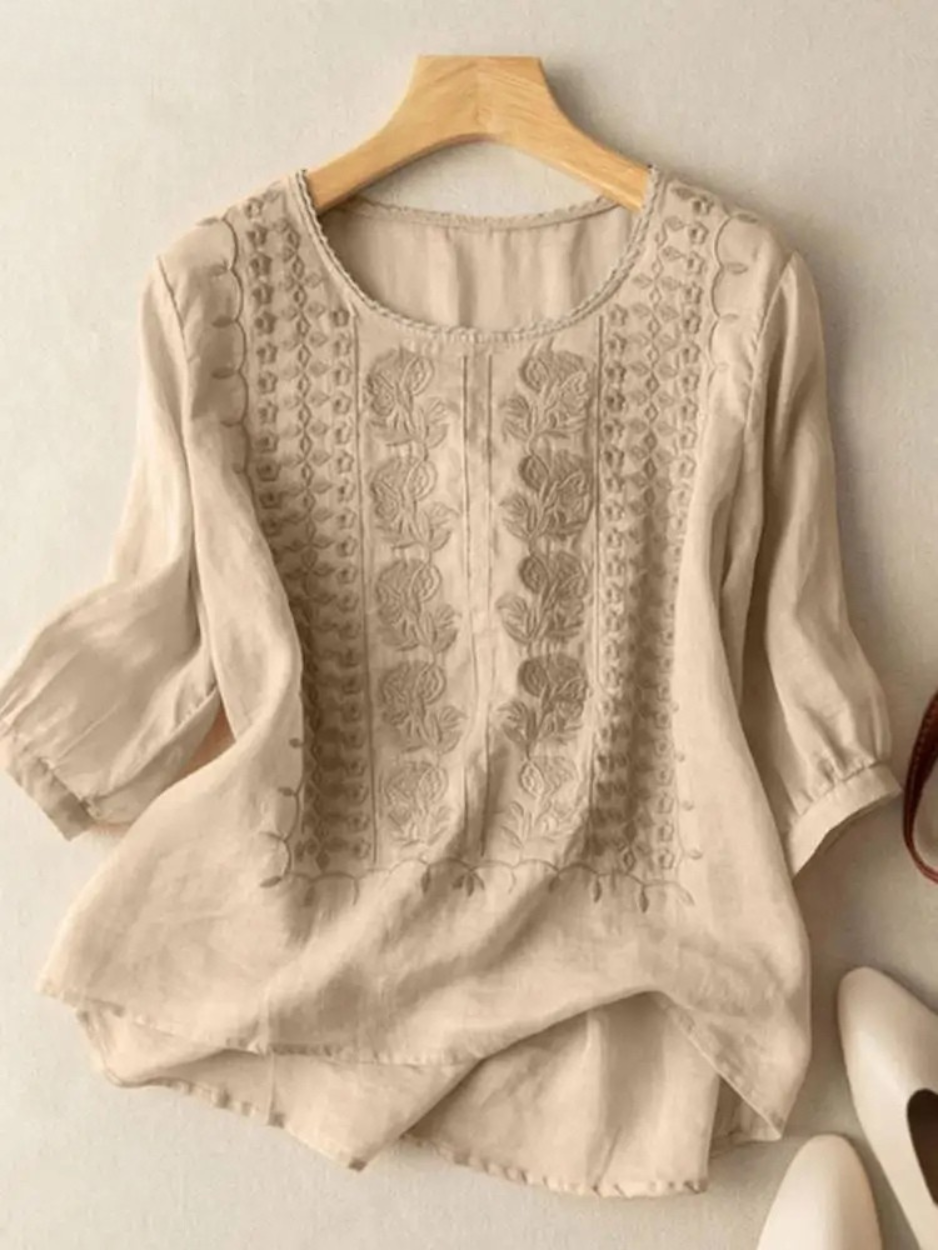 Embroidered cotton boho blouse for women | Florence -9