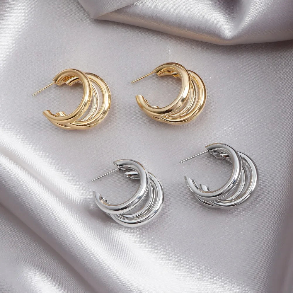 Trinova stacked hoop earrings for women | Aurelia -3